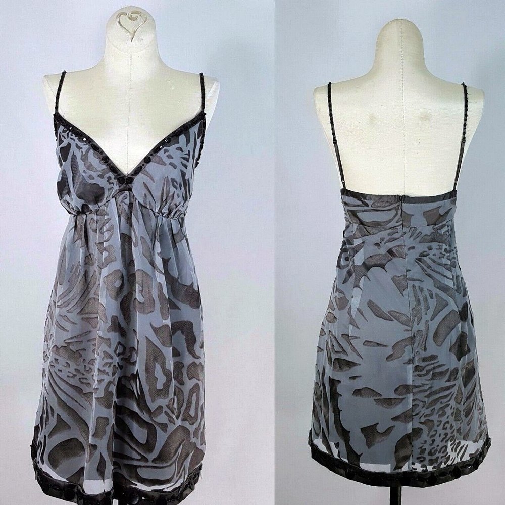 NEW Nicole Miller Beaded Animal Print Empire Dress 16